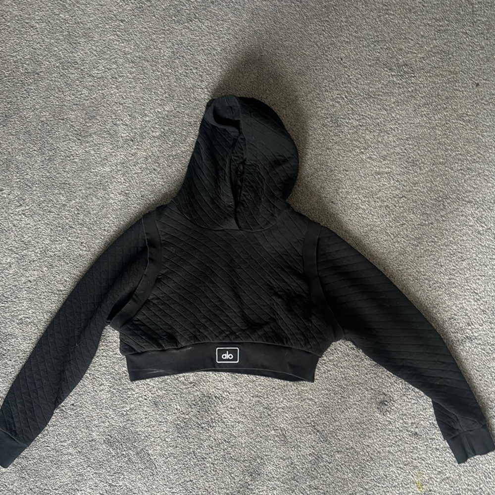 ALO Yoga Black Quilted Women's Hoodie Sweater